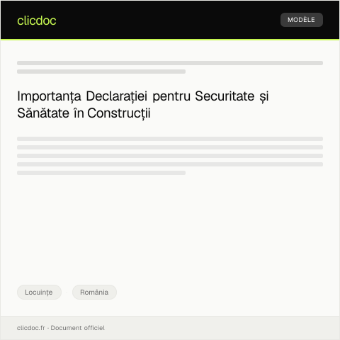 Document preview: Declarație pentru asigurarea respectării normelor de securitate și sănătate în construcțiile de locuințe — Locuințe, România